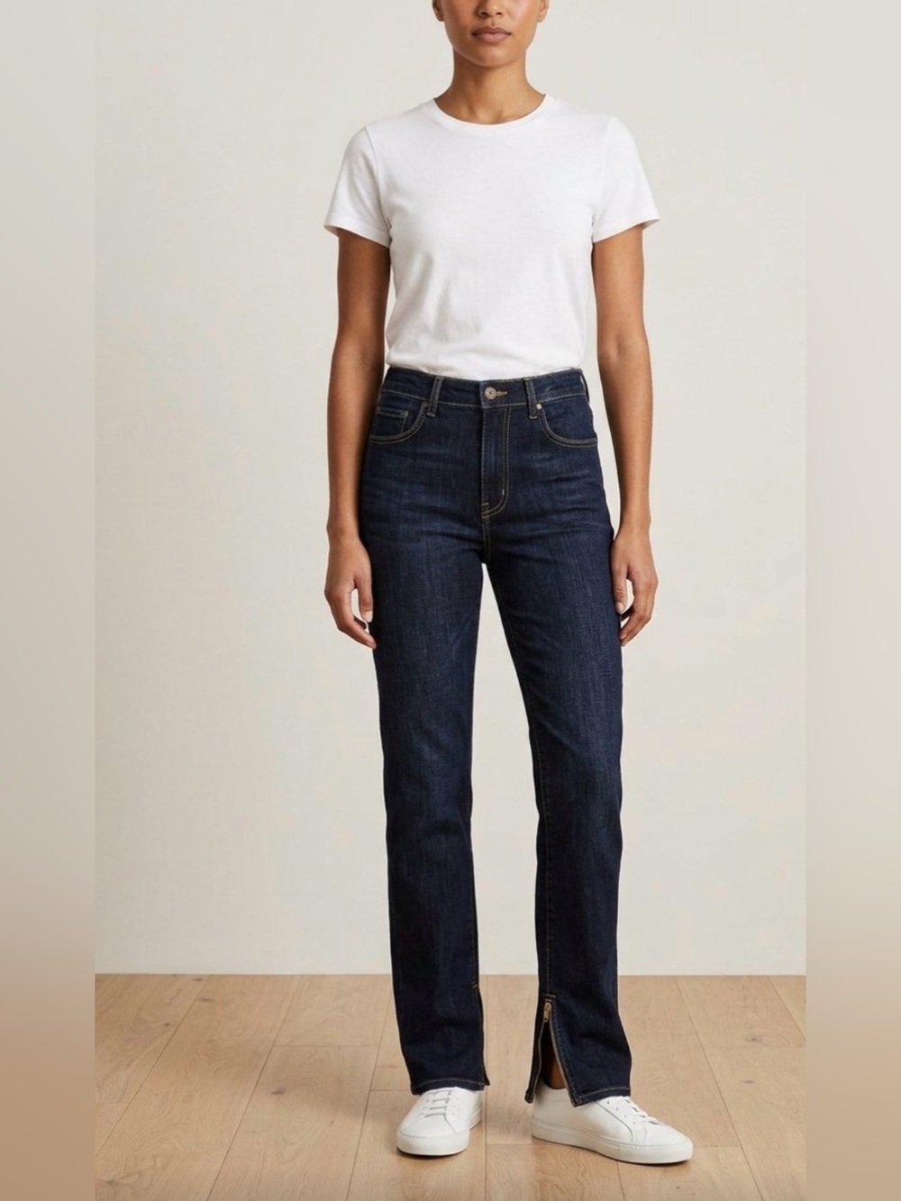 Anthropologie Pilcro Split Hem Straight Leg Jeans Women Size 29 High Rise Denim
